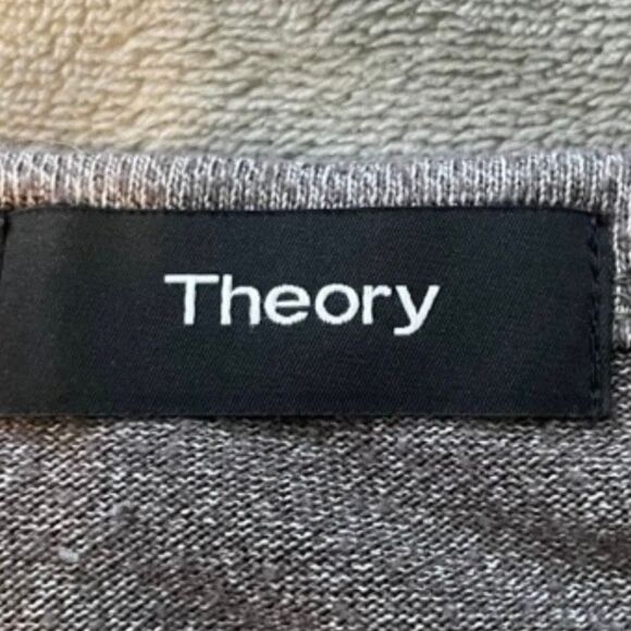 Theory Modal Cotton Core Henley Shirt Gray Pestle Melange Long Sleeve XL - Picture 4 of 9